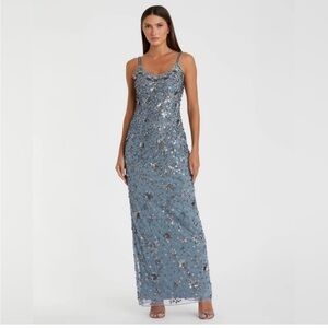 Mac Duggal 5477 Floral Embellished Scoop Neck Evening Gown